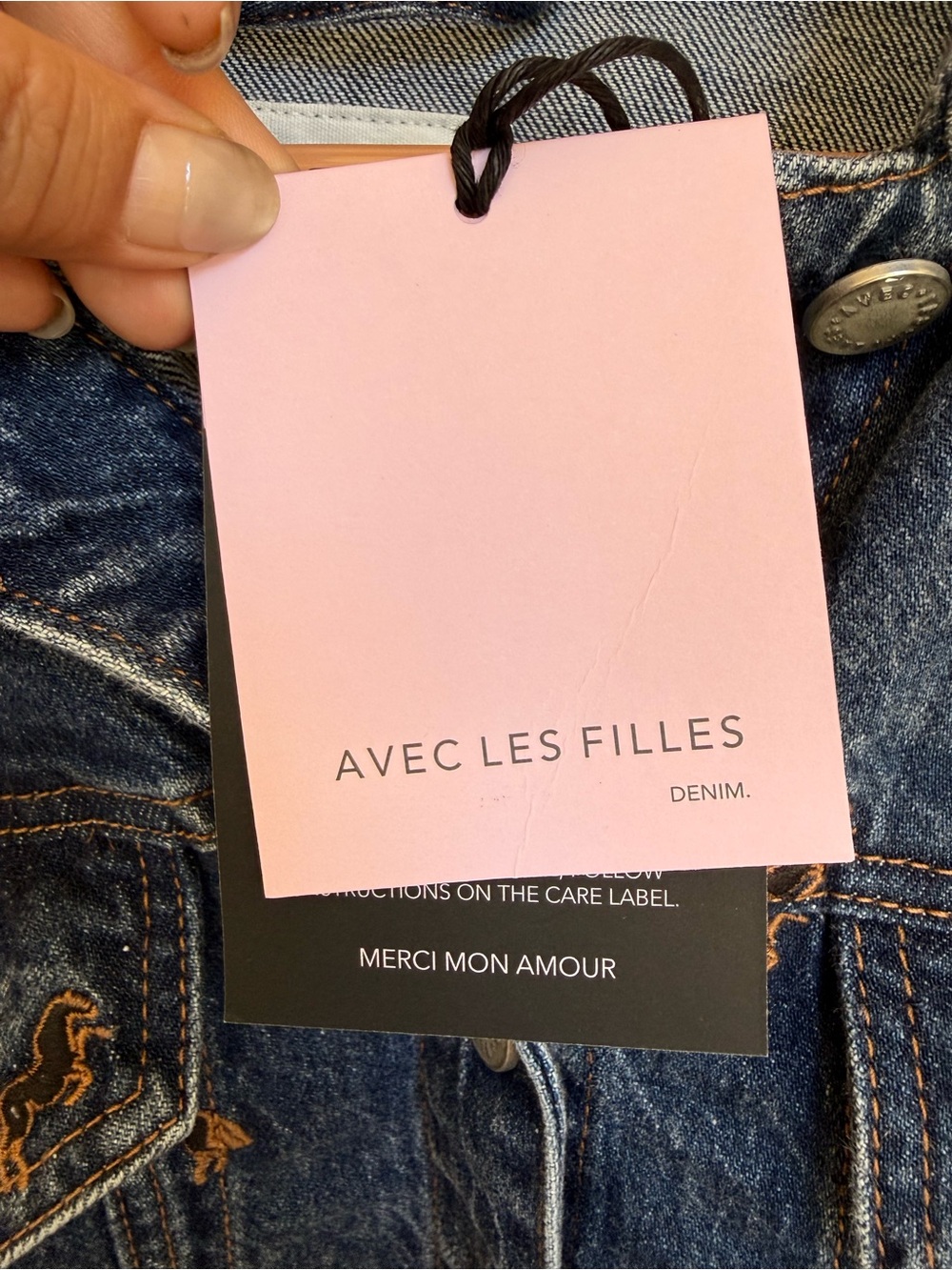 Avec Les Filles Blue Denim Jacket with Horse Embroidery - Picture 11 of 12